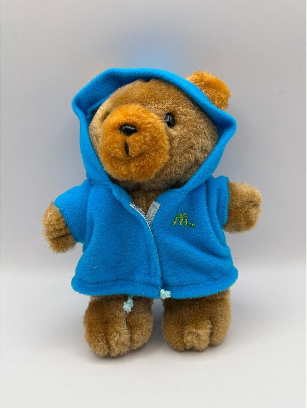 McDonald's M Plush Teddy Bear Small Brown Bead Eyes vintage